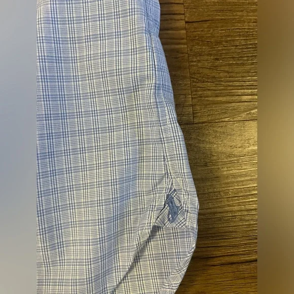 Polo Ralph Lauren Blue Plaid Classic Fit Easy Care Button-Up Size 17.5 34/35 C42 - Picture 4 of 7